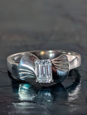 Vintage Diamonique 925 Solid Sterling Silver Emerald Cut CZ Size 9